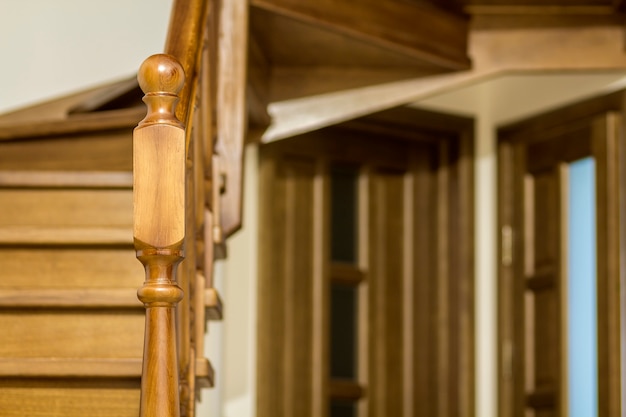 Modern brown oak wooden stairs