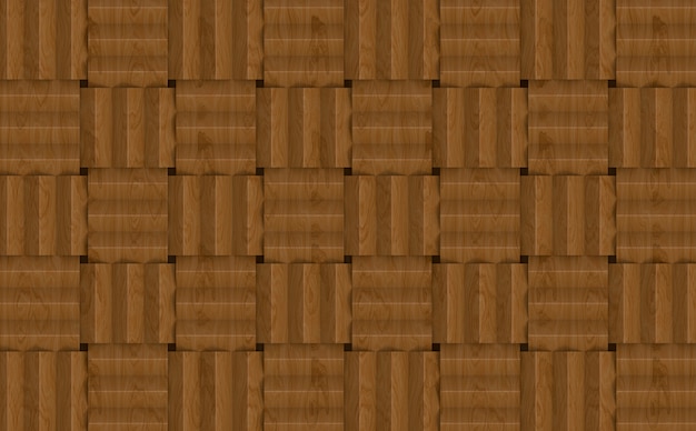 現代の茶色の正方形のパターンの木のタイルの壁の背景