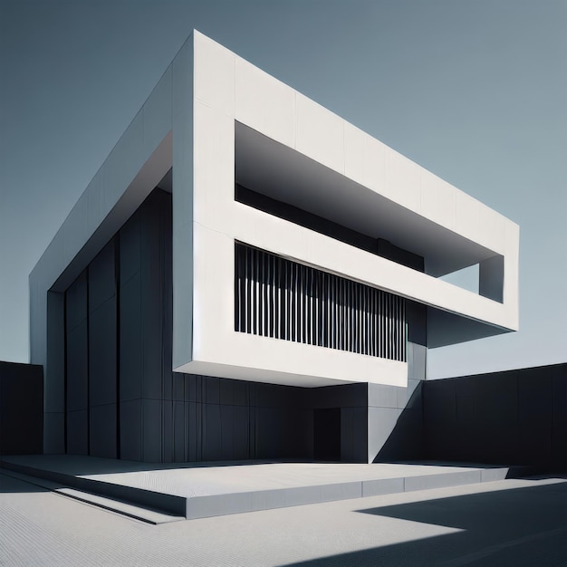 Modern brutalism architecture in the city 3d rendering 3d illustration