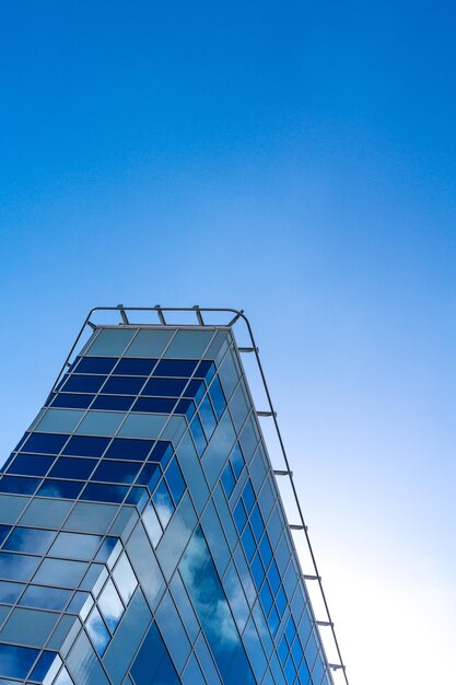 Modern building against clear blue sky