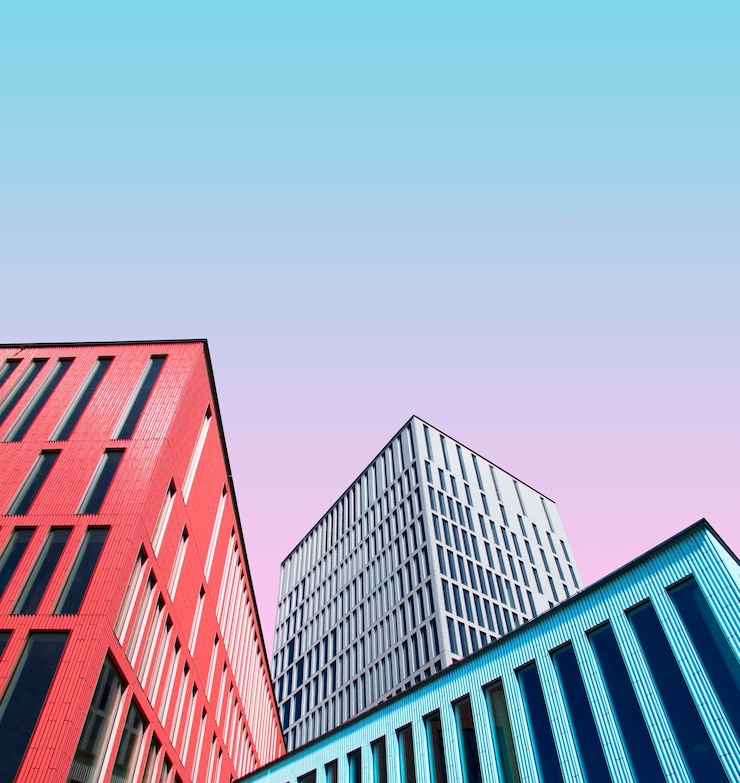 Photo modern building against colored background