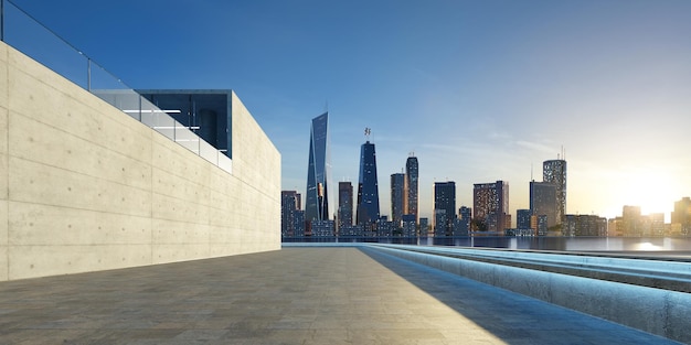 사진 현대적인 건물과 아름다운 도시 경관 배경