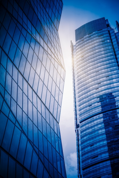 modern building exterior,blue toned image.