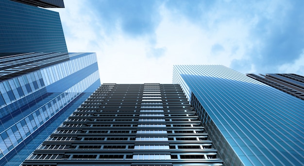 Modern building office and blue sky background