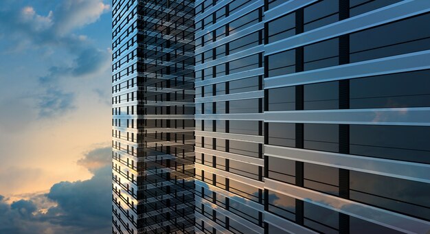 Modern building office and blue sky background