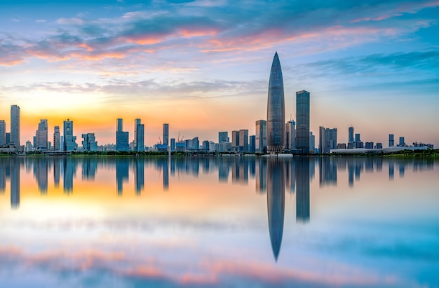 Modern building office building and urban skyline in Shenzhen Financial District