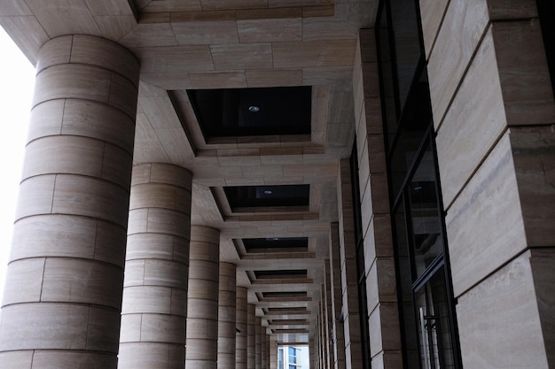 Modern building with columns in a row