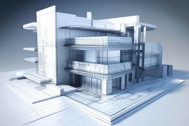 Modern building with a facade featuring numerous windows Generative AI