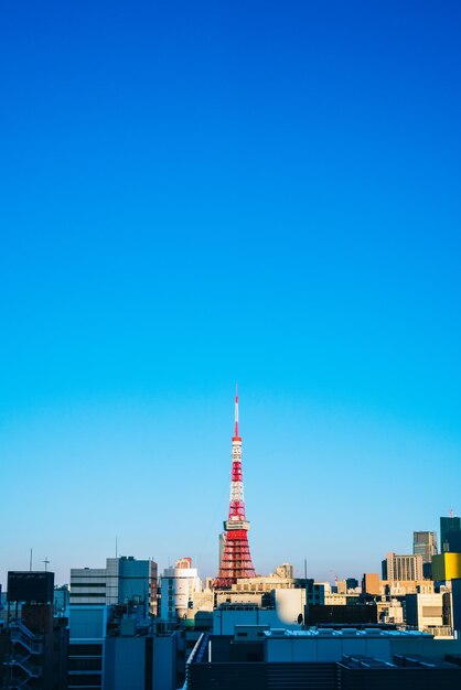 Photo modern buildings in city against blue sky