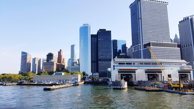 Modern buildings in city against sky