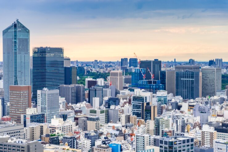 Photo 空に照らされた都市の近代的な建物