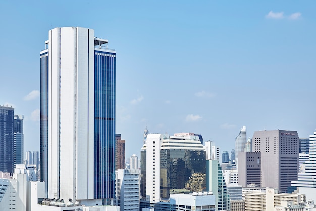 The modern buildings of the city skyscrapers