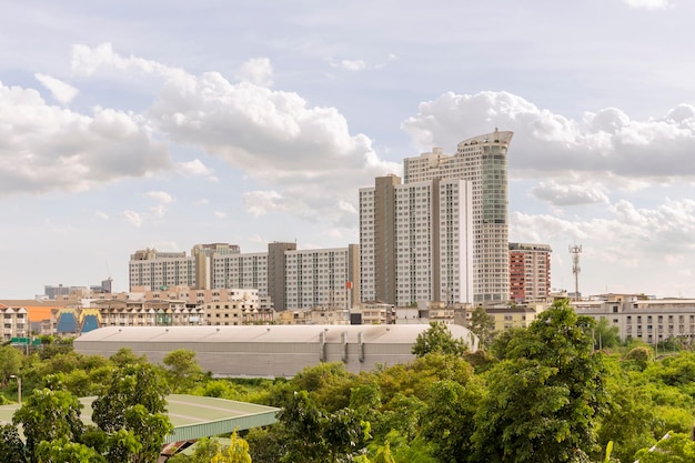 Modern buildings and high towers in Ramkhamhaeng Bangkok Thailand