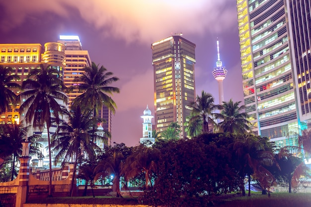 Modern buildings at twilight