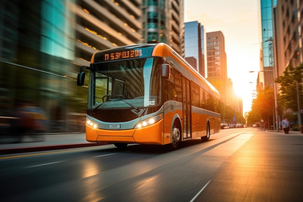 Modern bus at city street Public transport