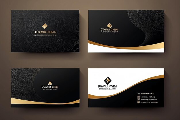 Photo modern business card or visiting card design set in black color