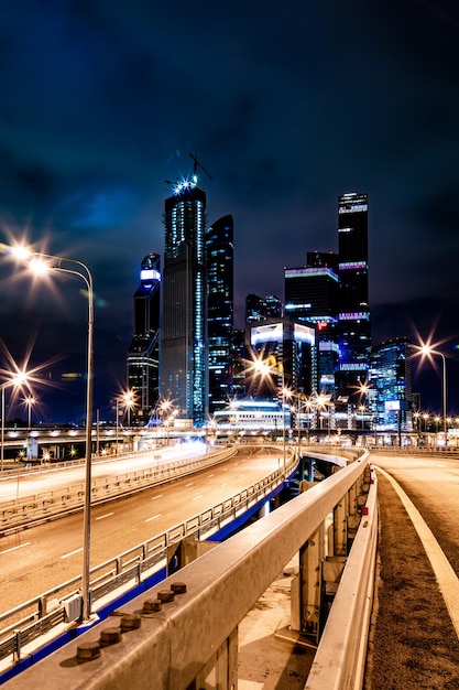 Modern Business Center in the night lights Wallpaper