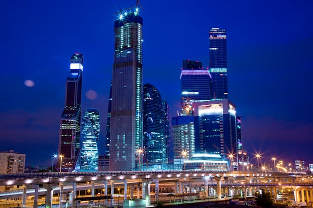 Modern business center in the night lights