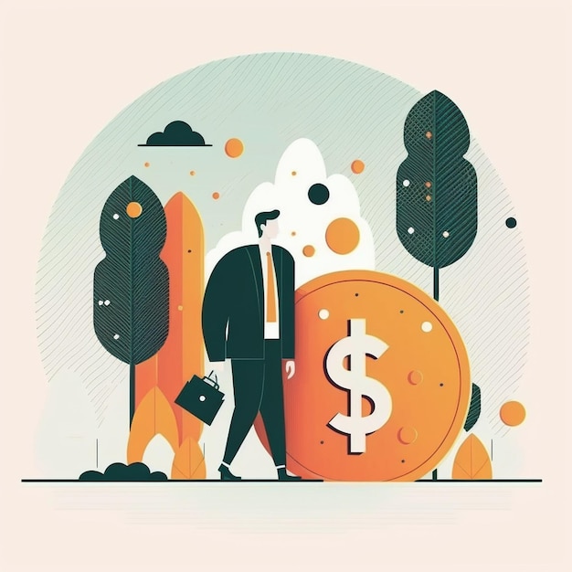 Modern Business and Finance Flat Illustration Created with Generative AI