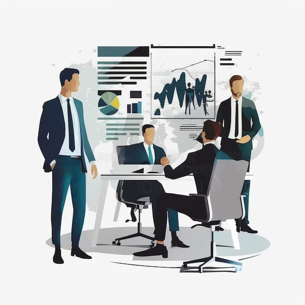 Modern Business and Finance Illustration on Isolated White Background Created with Generative AI