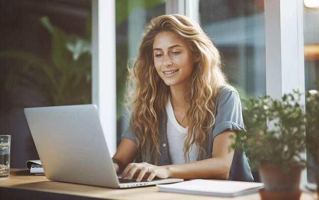 Modern Businesswoman HighResolution Image of Professional Woman Working on Laptop