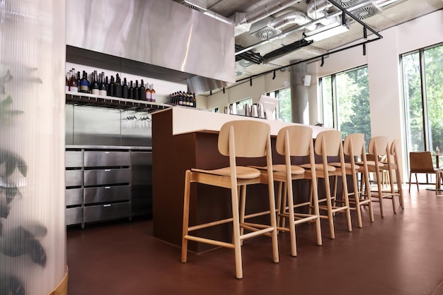 Photo modern cafe with stylish furniture interior design