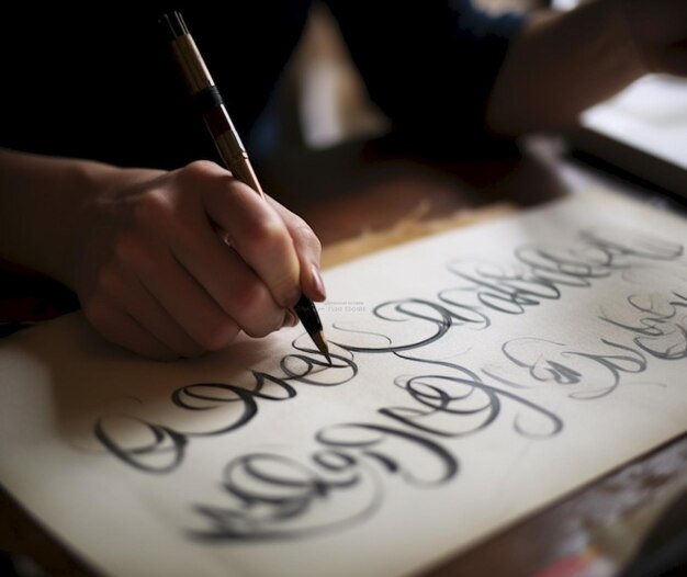 Photo modern calligraphy on paper