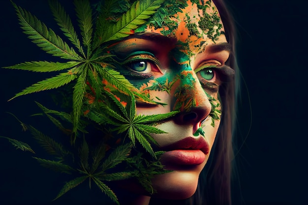 Modern Cannabis Artwork Poster Abstract Cannabis Concept Generative AI