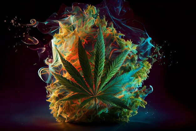 Modern Cannabis Artwork Poster Abstract Cannabis Concept Generative AI