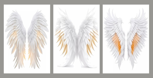 Фото Современное холст настенное искусство крылья ангела на белом фоне крылья имеют перья