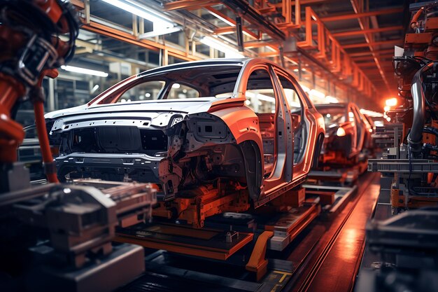 Photo modern car assembly line