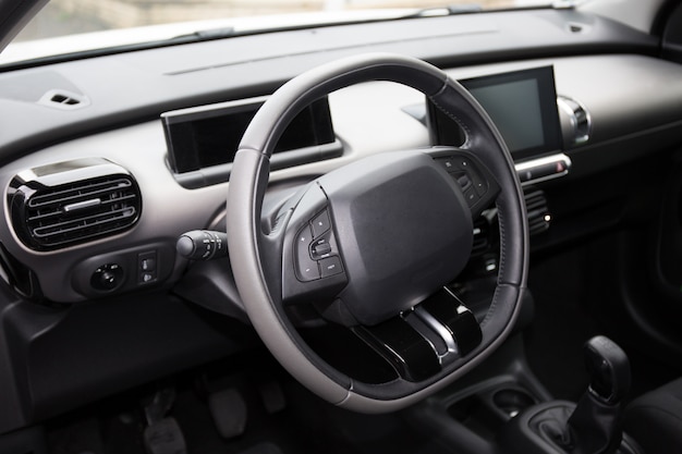 Modern car dashboard. Screen multimedia system.