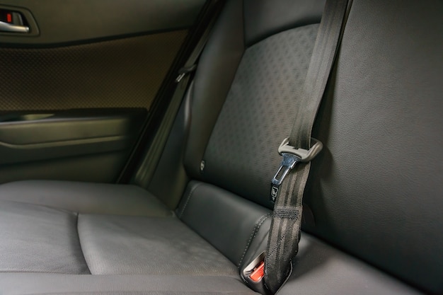 Modern car interior - rear seats with the seat belts 