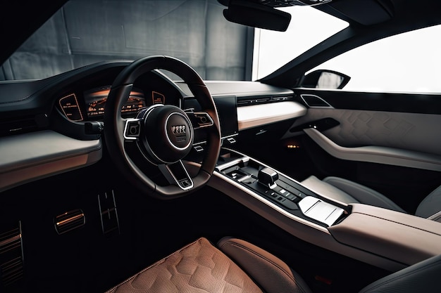 Modern car interior with sleek lines minimalist design and hightech gadgetry