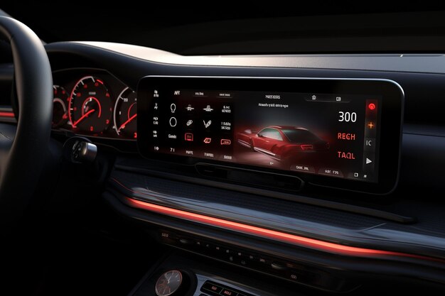 Photo modern car interior with speedometer dashboard ai generated