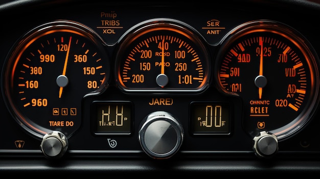 Photo modern car miles speedometer close up