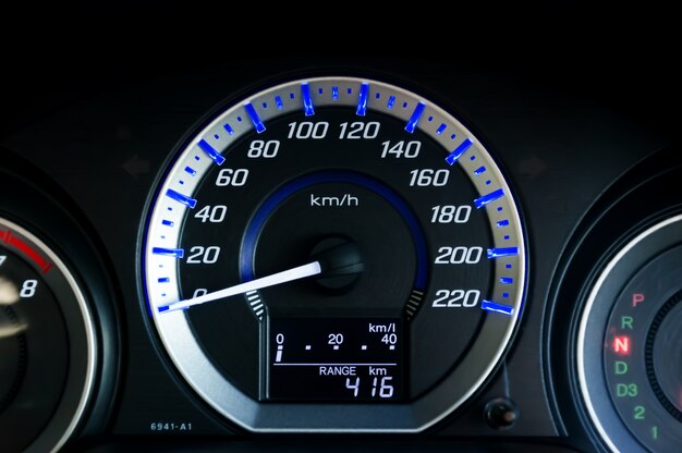 Modern car speedometer