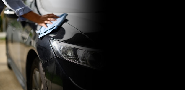 Modern car wash close-up banner 