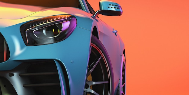 Le auto moderne sono nella stanza dello studio. rendering 3d e illustrazione.