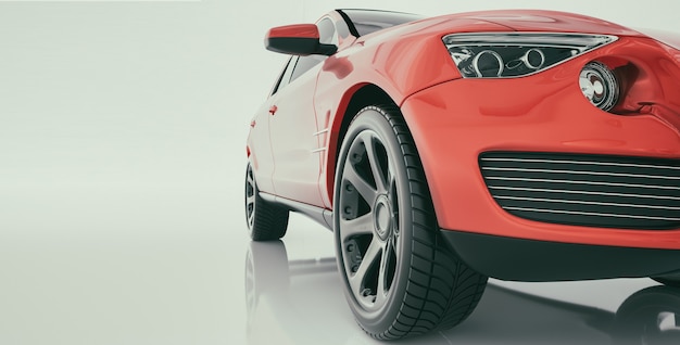 Le auto moderne sono nella stanza dello studio. rendering 3d e illustrazione.