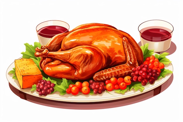 Photo modern cartoon clipart vector for thanksgiving on a white background without outlines