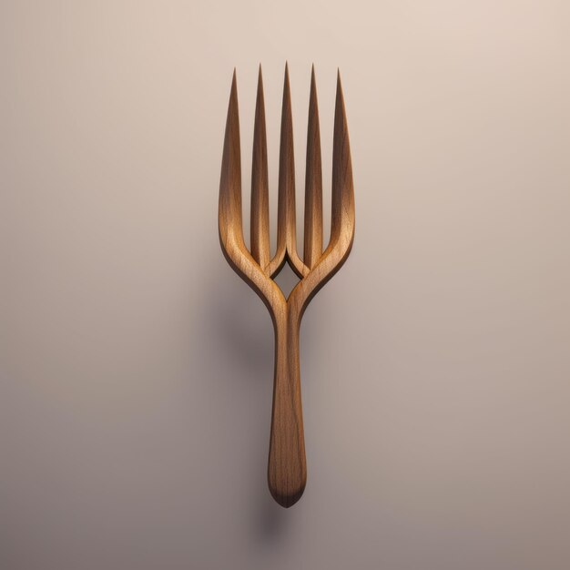 Photo modern carved wooden fork on shady background