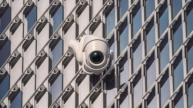 Foto moderna telecamera cctv per il monitoraggio della sorveglianza e della sicurezza sul muro