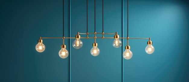 Foto luci di soffitto moderne con decorazione in stile retro su sfondo blu