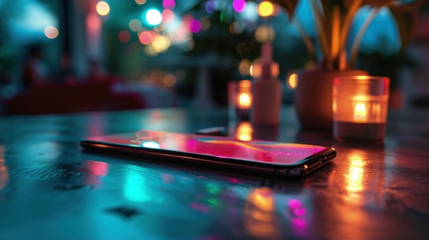 A Modern Cellphone on a Wooden Table