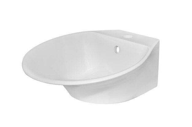 Modern ceramic sink washbasin for white bathroom isolated on white background