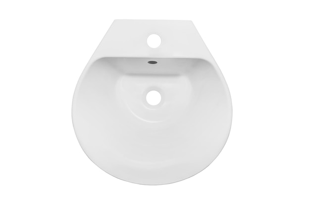 Modern ceramic sink washbasin for white bathroom isolated on white background