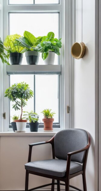 modern chair near window with plants modern interior design for relaxing