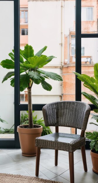 modern chair near window with plants modern interior design for relaxing