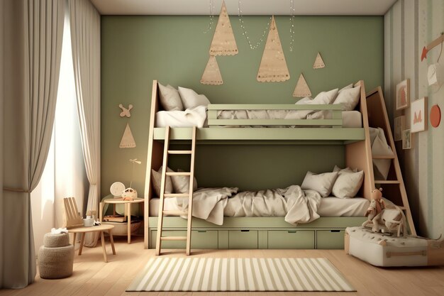 Modern child bedroom interior design in house with decoration children Colorful children bedroom